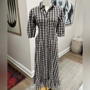 Mille Brown Plaid Button Front Maxi Dress XS - Never Worn